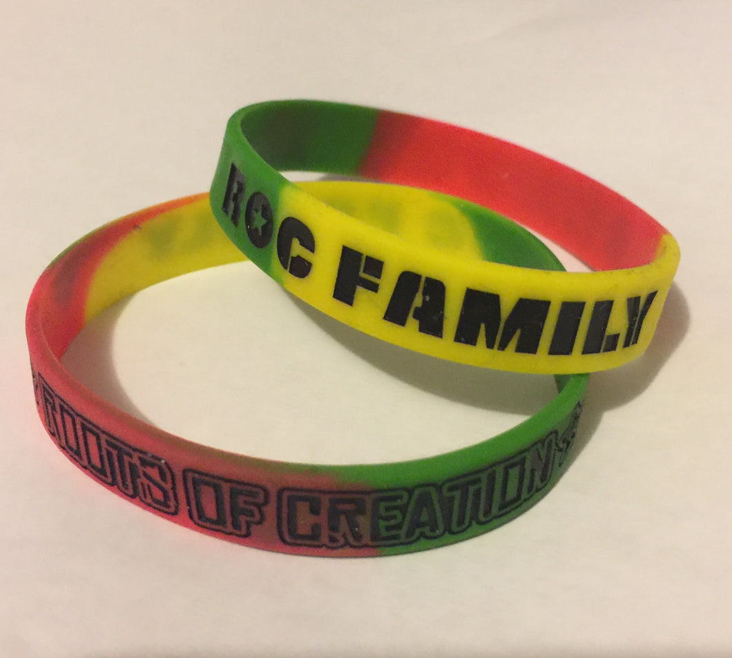 Double-sided Rasta colored RoC Fam bracelet